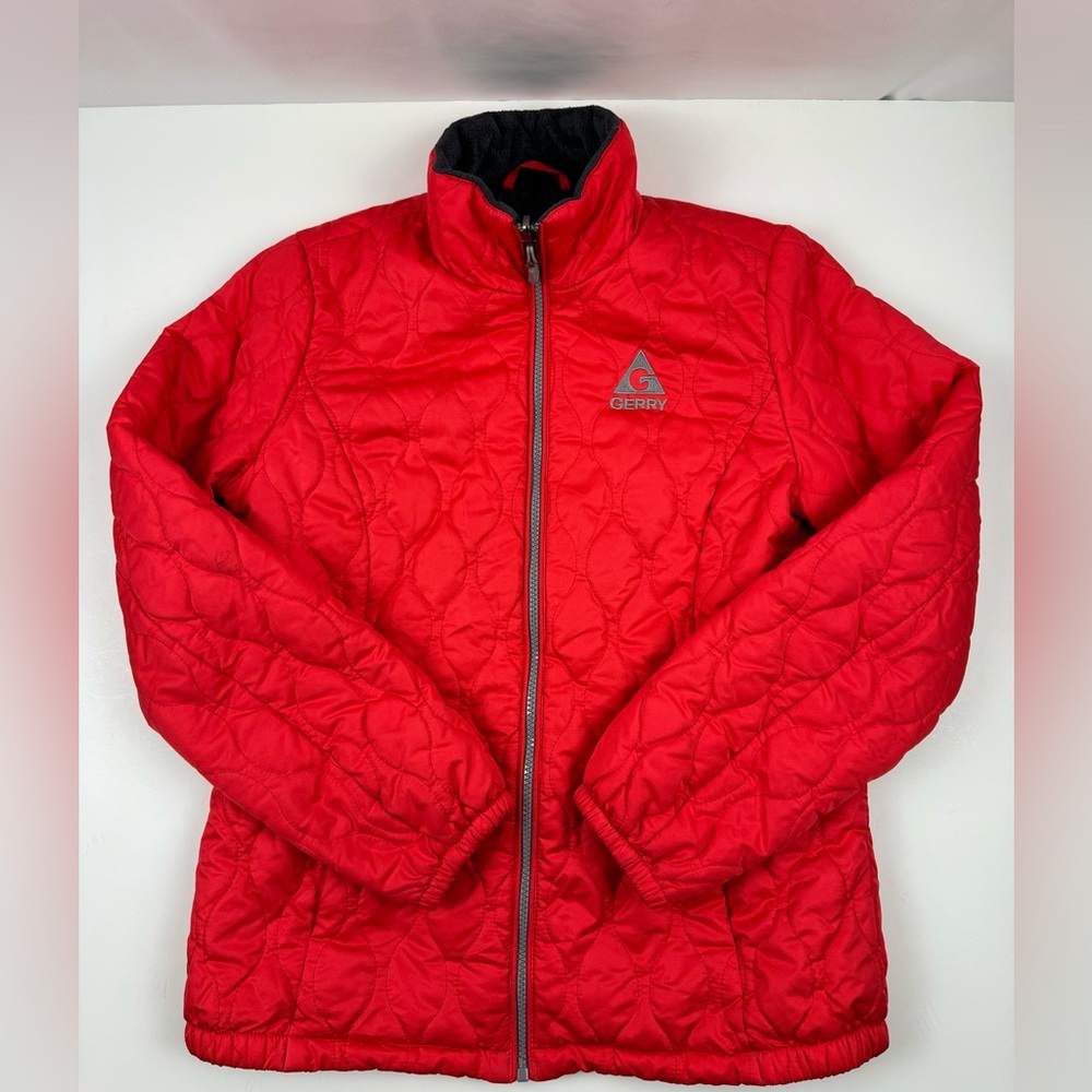 Women's Gerry Red Puffer Quilted Jacket Coat Front‎ Zip Sz Small Style GG9430